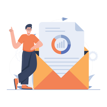 Manager doing E-Mail Marketing  Illustration