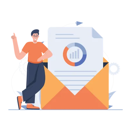 Manager doing E-Mail Marketing  Illustration