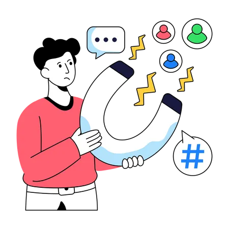 Manager doing Social Attraction  Illustration