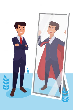 Happy Young Big Isolated Corporate Man Done His Job As Vison Mission And Celebrating Leadership Success And Career Progress Concept Flat Vector Illustration Handsome Business Man Illustration