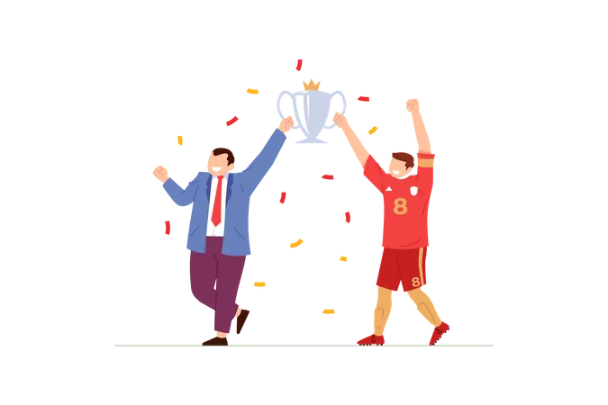 Le manager et le capitaine célèbrent le champion  Illustration