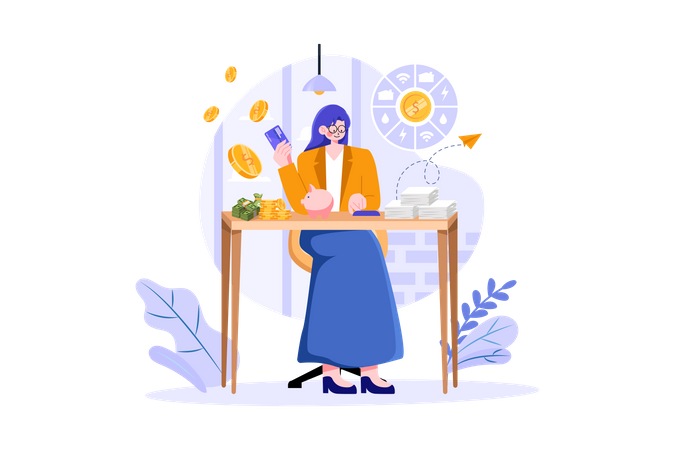 Manager hält geliehenes Geld  Illustration