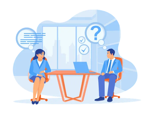 Manager having job interview in office  Illustration