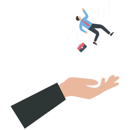 Manager help a falling businessman  Illustration