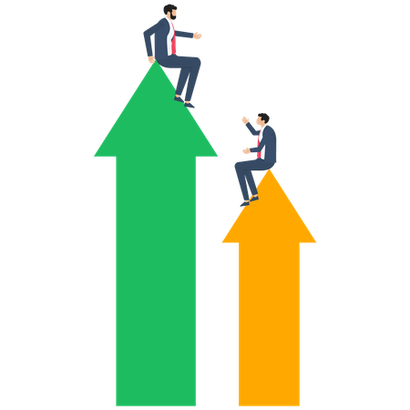 Manager help each other climb arrows to reach goal  Illustration