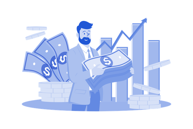 Manager Holding Loan Money  Illustration