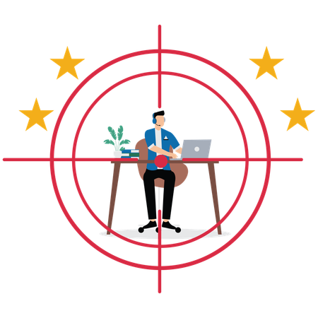 Un manager masculin trouve le bon candidat pour un poste vacant  Illustration
