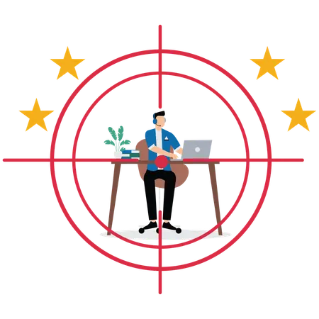 Un manager masculin trouve le bon candidat pour un poste vacant  Illustration