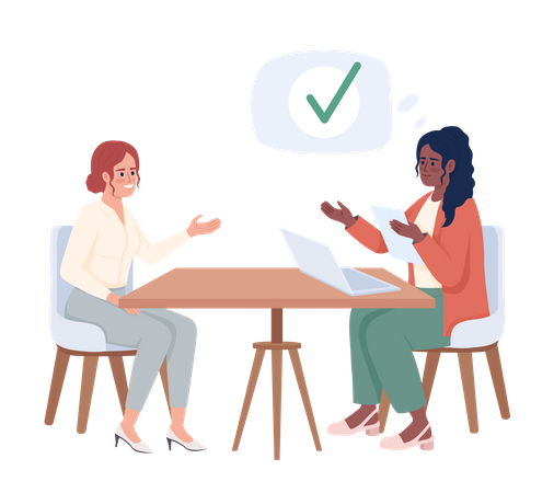 Manager informing candidate of interview decision Illustration