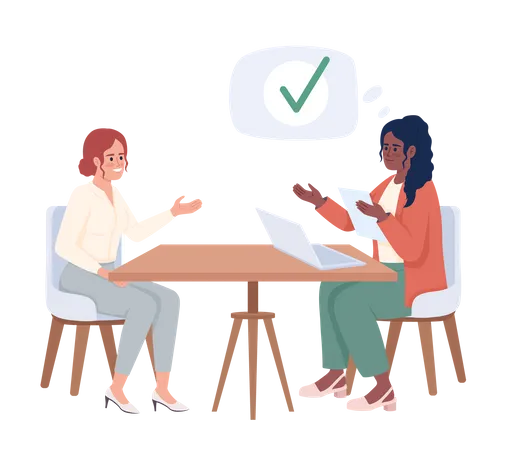 Manager informing candidate of interview decision Illustration