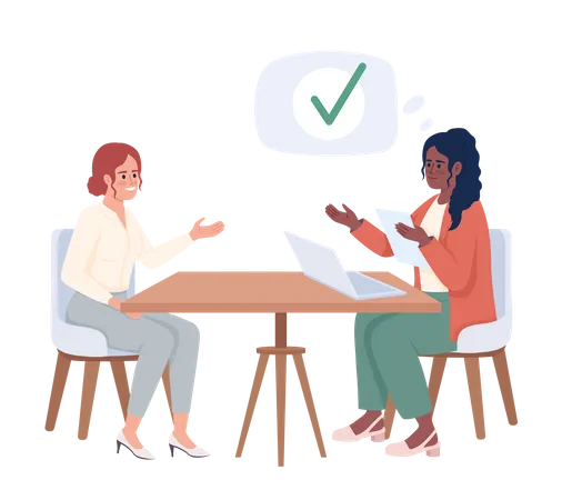 Manager informing candidate of interview decision  Illustration