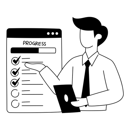 Manager is approving all completed tasks on list  Illustration