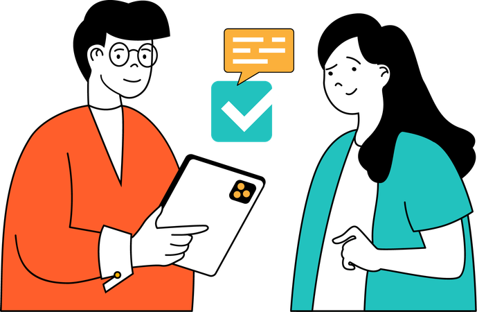 Manager is approving content  イラスト