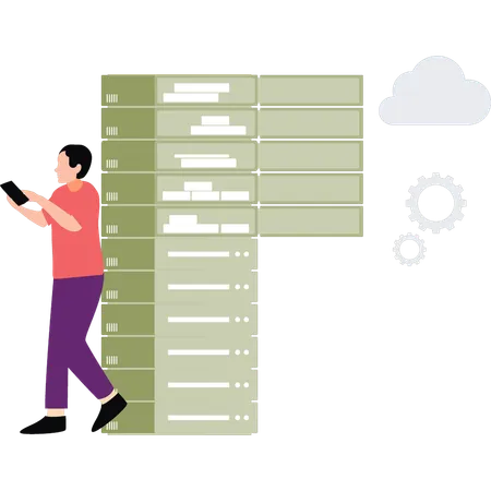 Manager is doing database management  Illustration