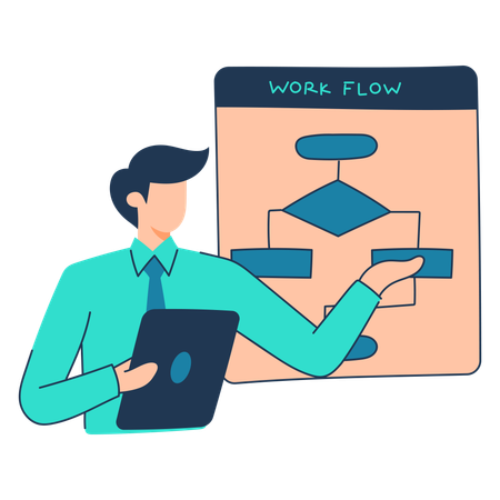 Manager is preparing business workflow  Illustration