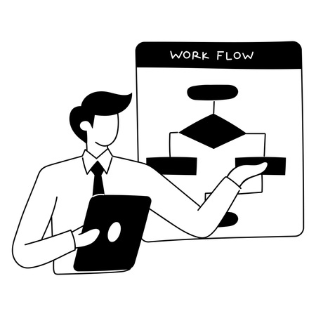 Manager is preparing business workflow  Illustration