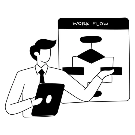 Manager is preparing business workflow  Illustration