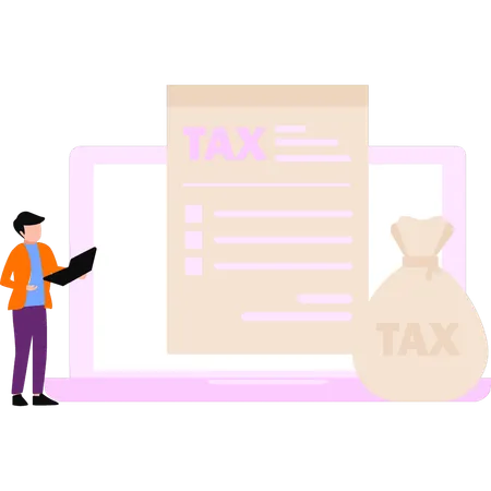 Manager is working on tax document  Illustration