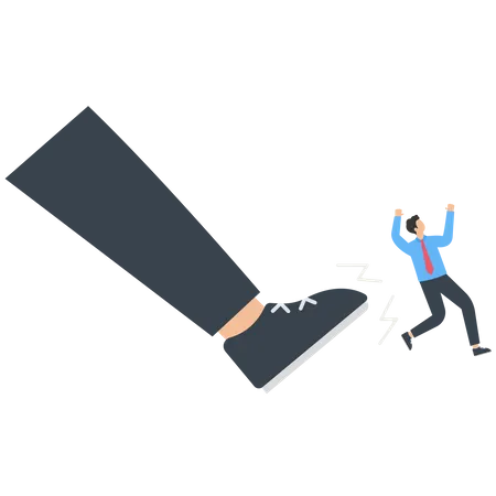 Manager kicking a businessman  Illustration