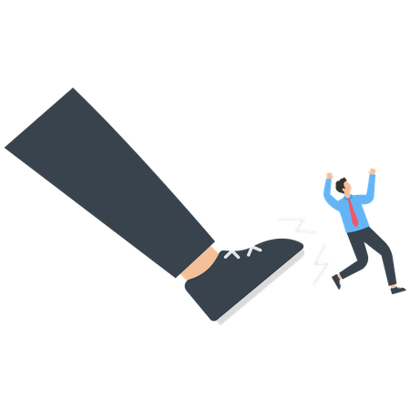 Manager kicking a businessman  Illustration