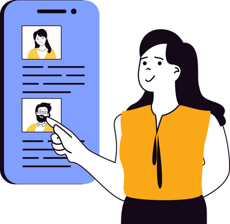 Manager looking at employee's profile  Illustration