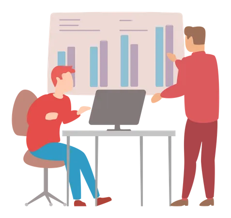 Manager makes a presentation of a statistical report Illustration
