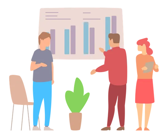 Manager makes a presentation of a statistical report  Illustration