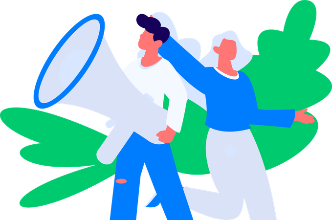 Manager makes announcement for shopping  Illustration
