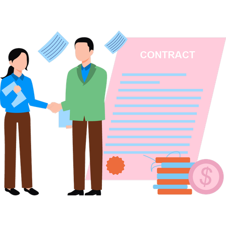 Manager makes loan deal with client  Illustration