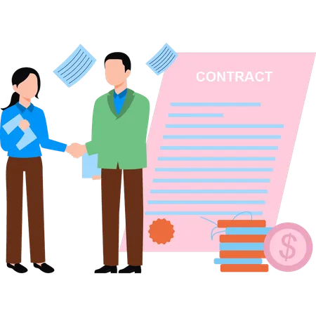 Manager makes loan deal with client  Illustration