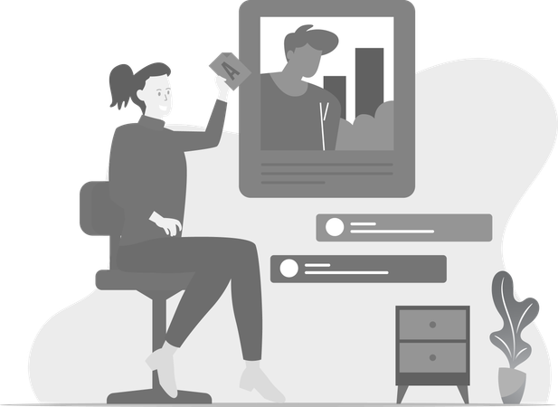 Manager Messaging With Social Platfrom  Illustration