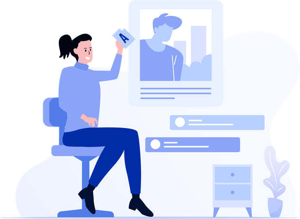 Manager Messaging With Social Platfrom  Illustration