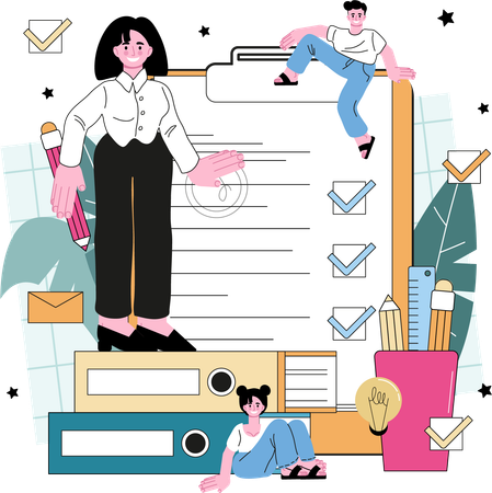 Manager plans out all the business tasks  Illustration