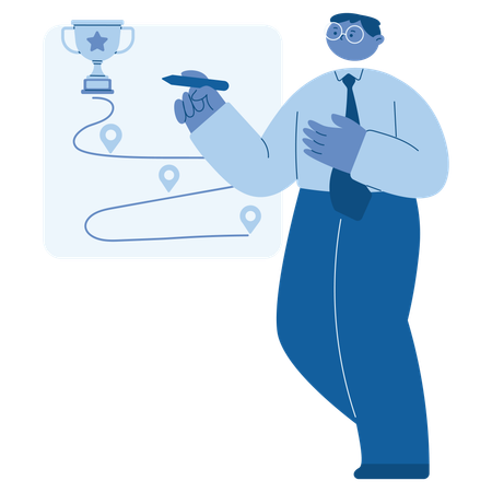 Manager plans out strategy to reach at goal  Illustration