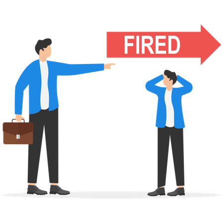 Manager pointing fired at businessman  Illustration