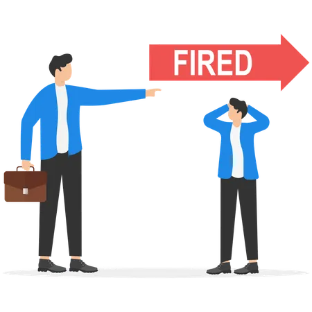 Manager Pointing Fired At Businessman Losing A Job Unemployed People Concept Business Illustration Vector Flat Illustration