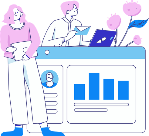 Manager presents data in meeting  Illustration