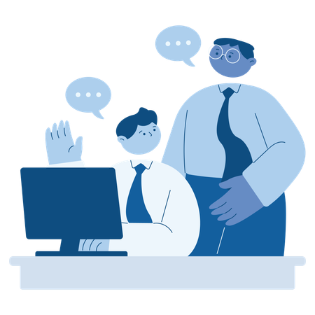 Manager provides One-on-One Coaching to employee  Illustration