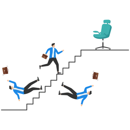 Manager Pushing Concurrents Down The Career Ladder Competition Concept Vector Illustration Illustration