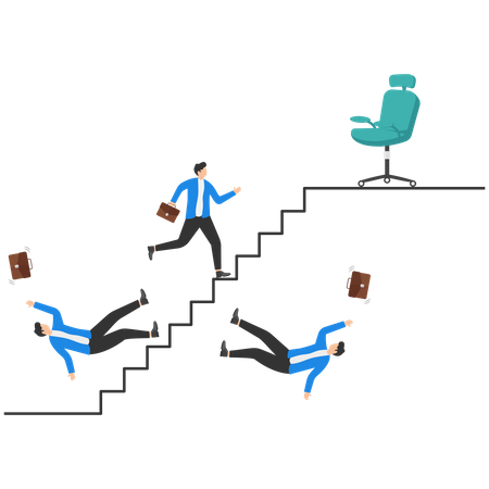 Manager pushing concurrents down the career ladder  Illustration