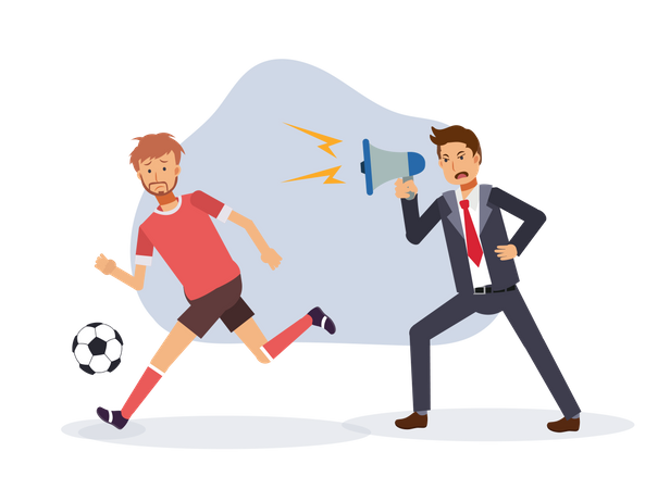 Manager Shouting at football player Illustration