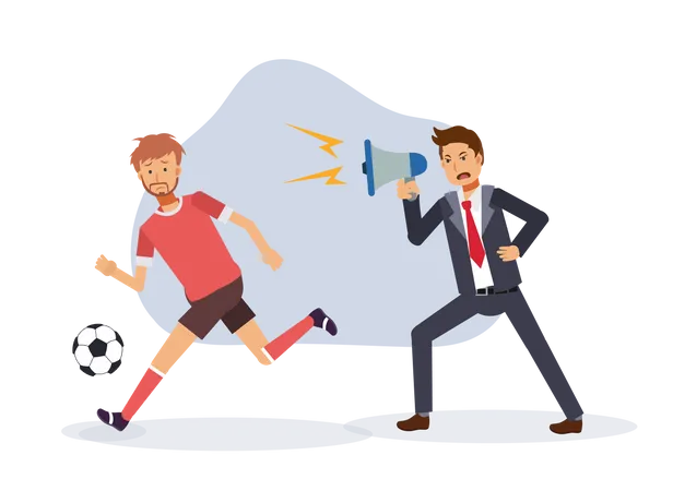 Manager Shouting at football player  Illustration