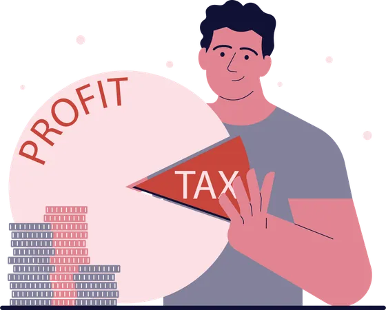 Manager shows profit and tax management  イラスト