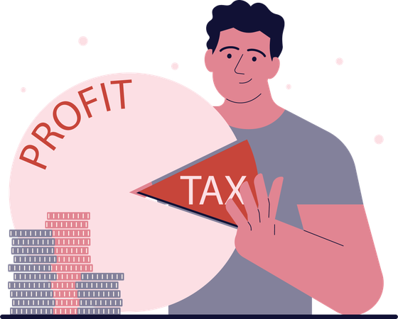 Manager shows profit and tax management  Illustration