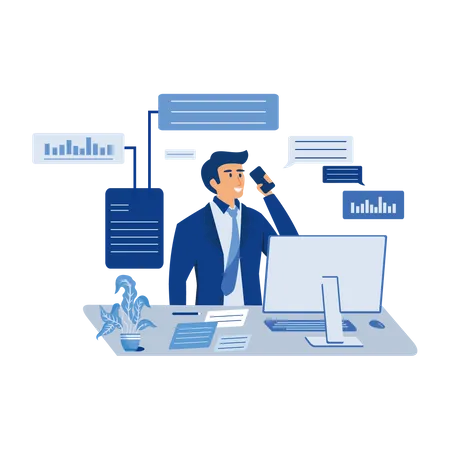 Manager speaking to client during business call Illustration