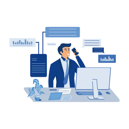 Manager speaking to client during business call  Illustration