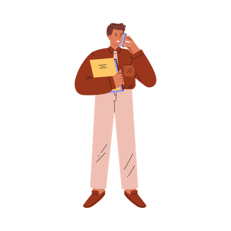 Manager standing and talking on phone  Illustration