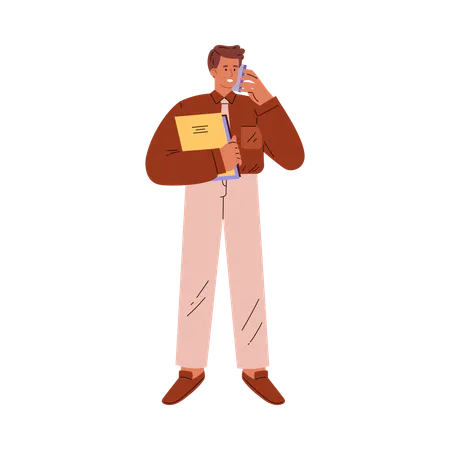 Manager standing and talking on phone  Illustration