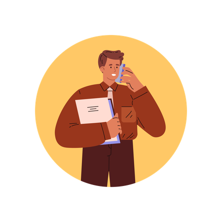 Manager standing and talking on phone  Illustration