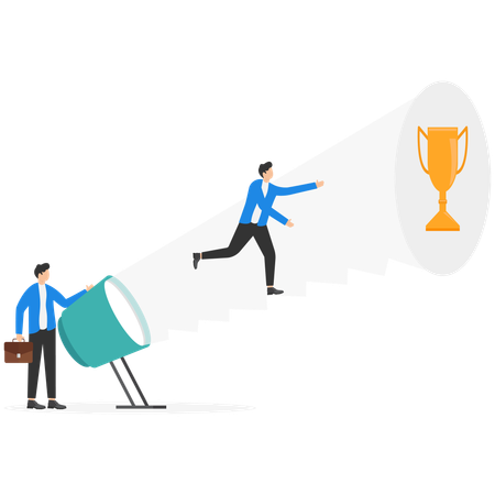 Manager support employee finding career success  Illustration